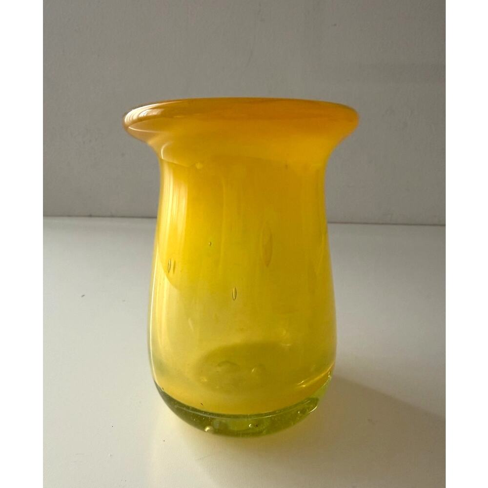 Vintage Handmade Yellow Glass Vase Signed and Dated Macdonald Mint 1978